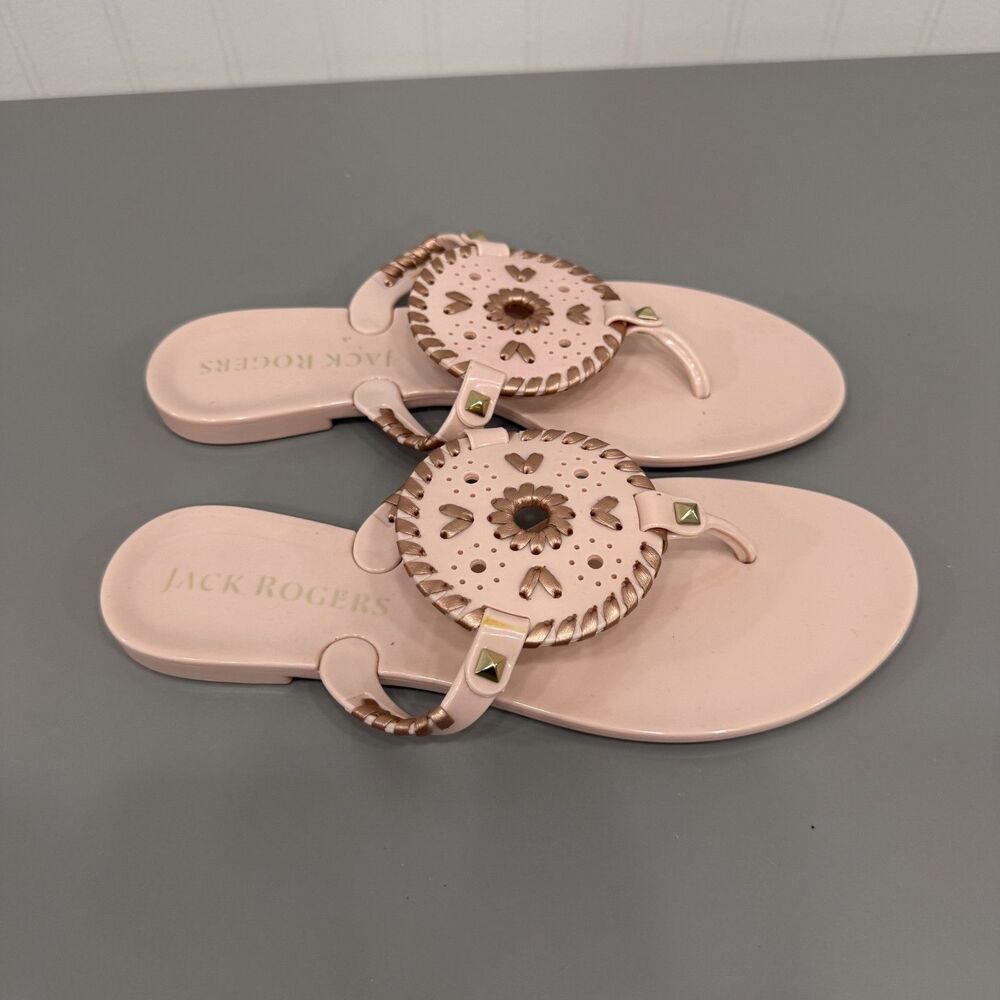 Jack Rogers Women Size 7 Georgica Pink Jelly Thong Slip On Sandals - Picture 2 of 6